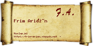 Frim Arián névjegykártya